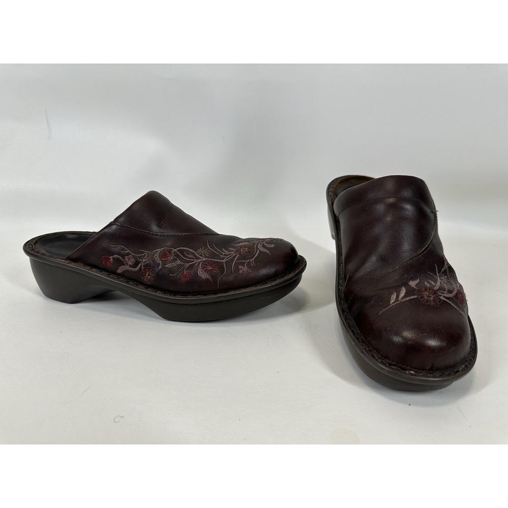 Naot Mule Shoes Womens Israel Madras Brown Embroidered Leather Size 40 9‎ US